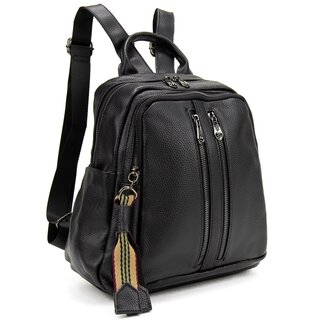 Женский кожаный рюкзак на два отдела Olivia Leather Черный