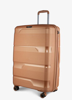 Большой чемодан V&V TRAVEL METALLO на 105/115 л весом 4,5 кг из полипропилена Золотистый